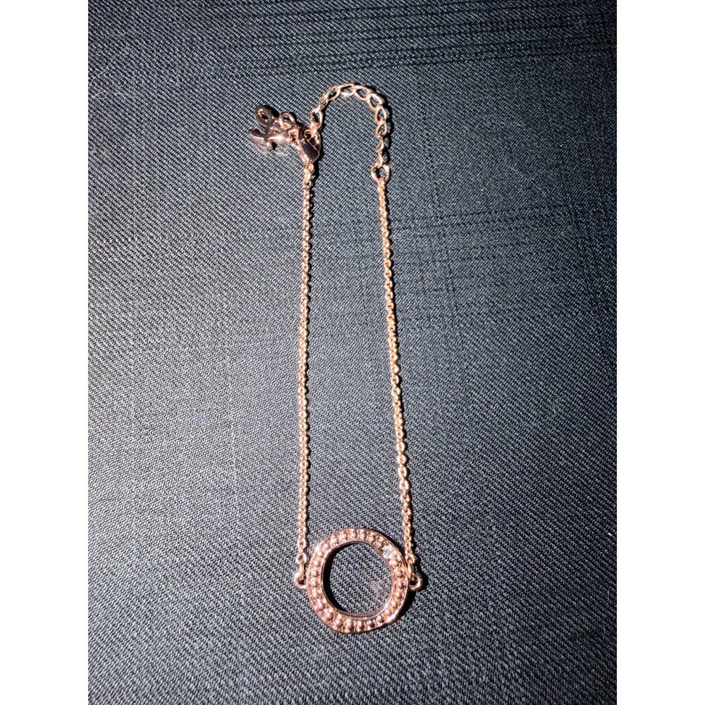 Glam Y2K Rose gold tone Swarovski Adore crystal circle modern bracelet  7.5”